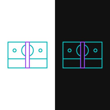 Line Stacks kağıt para para ikonu beyaz ve siyah arka planda izole. Para desteleri. Para birimi. Renkli taslak konsepti. Vektör.