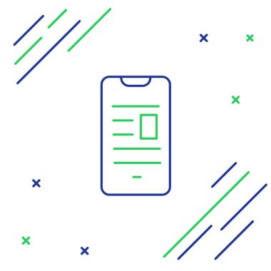 Mobil simge üzerine çevrimiçi kitap beyaz arkaplanda izole edildi. İnternet eğitimi konsepti, e-öğrenme kaynakları. Renkli taslak konsepti. Vektör.