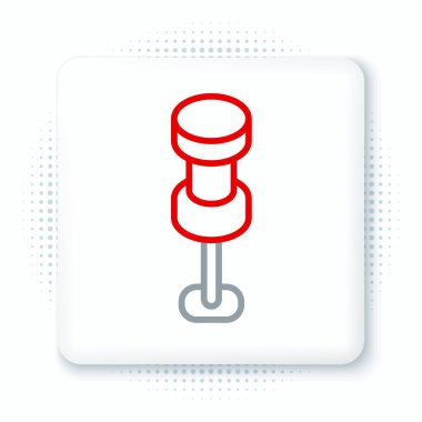 Çizgi itme simgesi beyaz arkaplanda izole edildi. Raptiye işareti. Renkli taslak konsepti. Vektör.