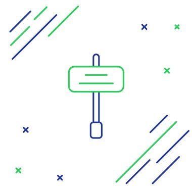 Line Road trafik tabelası. Beyaz arkaplanda sinyal simgesi izole edildi. İşaretçi sembolü. İzole sokak bilgi levhası. Yön tabelası. Renkli taslak konsepti. Vektör.