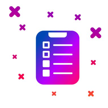 Liste yapılacak rengi veya planlama simgesi beyaz arkaplanda izole edildi. Kademeli rastgele dinamik şekiller. Vektör.