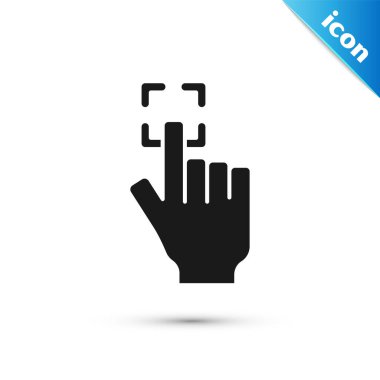 Beyaz arka planda gri parmak izi simgesi izole edildi. Kimlik uygulaması simgesi. Kimlik işareti. Kimliğe dokun. Vektör.