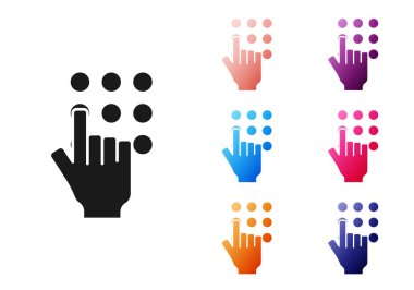 Beyaz arkaplanda siyah parola koruması ve güvenlik erişim simgesi var. Güvenlik, güvenlik, koruma, gizlilik kavramı. Simgeleri renklendirin. Vektör.