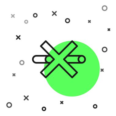 Siyah çizgi Beyaz arkaplanda sigara içilmeyen simge. Sigara sembolü. Vektör.