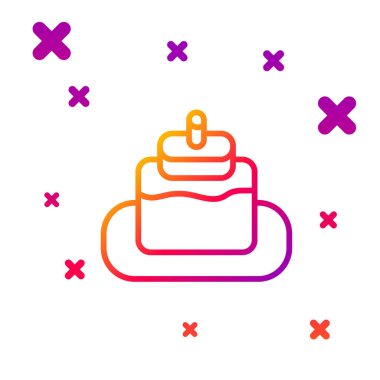 Beyaz arkaplanda renk çizgisi Kek simgesi izole edildi. Doğum günün kutlu olsun. Kademeli rastgele dinamik şekiller. Vektör.