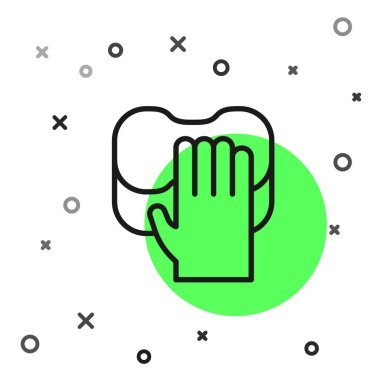 Siyah çizgi temizleme servisi simgesi beyaz arkaplanda izole edildi. Lateks el koruması işareti. Ev işi temizlik ekipmanları sembolü. Vektör.