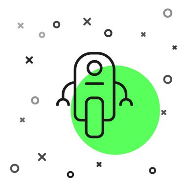 Siyah çizgi robot simgesi beyaz arkaplanda izole edildi. Yapay zeka, makine öğrenme, bulut hesaplama. Vektör.