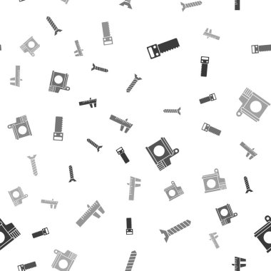 El testeresi, metal vida, boya kovası fırçası ve Calliper ya da kalibre ölçeği kusursuz desen. Vektör.