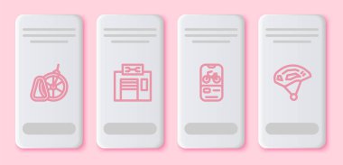 Bisiklet parkı, tamir servisi, kiralık mobil uygulama ve miğfer. Beyaz dikdörtgen düğme. Vektör.