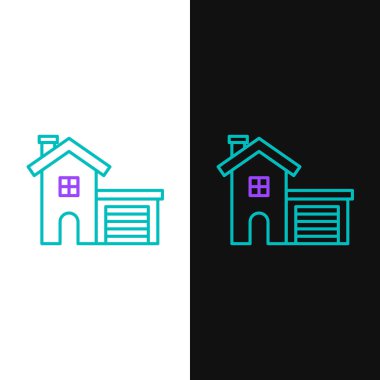 Çizgi Evi simgesi beyaz ve siyah arkaplanda izole edildi. Ev sembolü. Renkli taslak konsepti. Vektör.