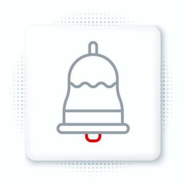 Satır zil simgesi beyaz arkaplanda izole edildi. Alarm sembolü, servis zili, el zili işareti, uyarı sembolü. Renkli taslak konsepti. Vektör.