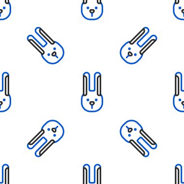 Kulak ikonlu Çizgi Tavşanı beyaz arka planda izole edilmiş kusursuz desen. Sihir numarası. Gizemli eğlence konsepti. Renkli taslak konsepti. Vektör.