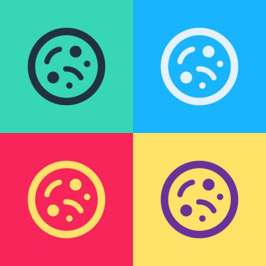 Pop Art Bacteria simgesi renk arkaplanında izole edildi. Bakteriler ve mikroorganizmalar, sebep olan mikroorganizma hastalıkları, hücre kanseri, mikrop, virüs, mantar. Vektör.
