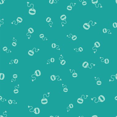 Yeşil ipli tasma, karabina simgesi, yeşil arka planda izole edilmiş, pürüzsüz desen. Evcil köpek liderliği. Açık hava yürüyüşü için hayvan aksesuarı. Vektör.