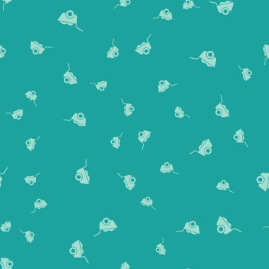 Yeşil El Arabası simgesi yeşil arka planda kusursuz desen izole etti. Alet edevat. Tarım arabası tekerlek çiftliği. Vektör.