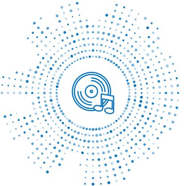 Mavi çizgi Vinil disk simgesi beyaz arkaplanda izole edildi. Soyut çember rastgele noktalar. Vektör.