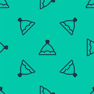 Mavi çizgi sauna şapka ikonu yeşil arka planda kusursuz desen izole etti. Vektör.