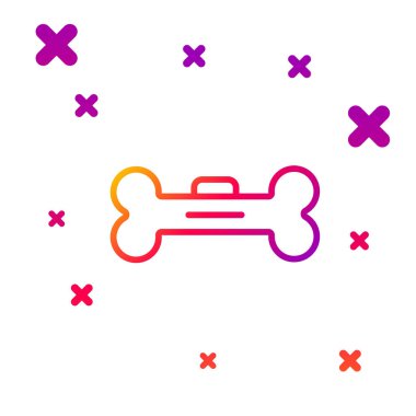 Beyaz arkaplanda renk çizgisi köpek kemiği simgesi izole edildi. Besin sembolü. Kademeli rastgele dinamik şekiller. Vektör.