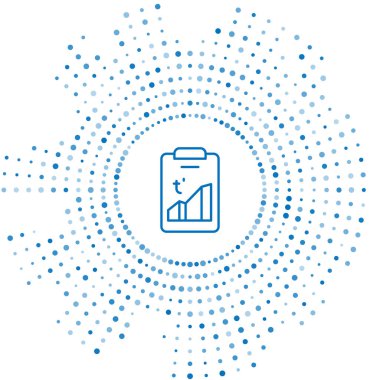 Mavi çizgi Gezegen Dünya 'nın erimesi beyaz arka planda izole edilmiş küresel ısınma ikonuna dönüşüyor. Ekolojik problemler ve çözümler - termometre. Soyut çember rastgele noktalar. Vektör.