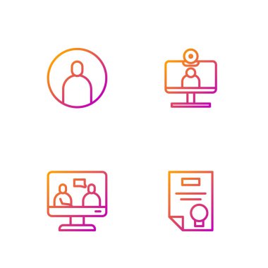 Sertifika şablonu, Çevrimiçi eğitim, hesap ekranı ve görüntülü sohbet konferansı oluştur. Renk simgeleri. Vektör.