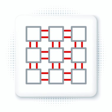 Hat engelleme teknolojisi simgesi beyaz arkaplanda izole edildi. Kripto para birimi verileri. Soyut geometrik blok zincir ağ teknolojisi işi. Renkli taslak konsepti. Vektör.