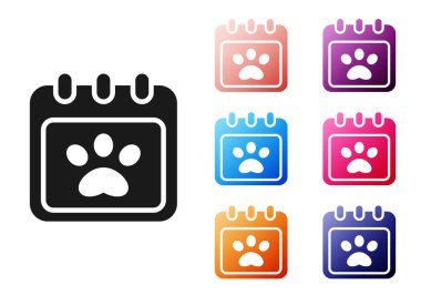 Siyah Takvim tımarlama simgesi beyaz arkaplanda izole edildi. Olay hatırlatma sembolü. Simgeleri renklendirin. Vektör.