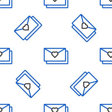 Valentine 'ın kalp ikonu olan Line Envelope beyaz arka planda izole edilmiş pürüzsüz desen. Mesaj aşkım. Aşk ve romantizm mektubu. Renkli taslak konsepti. Vektör.