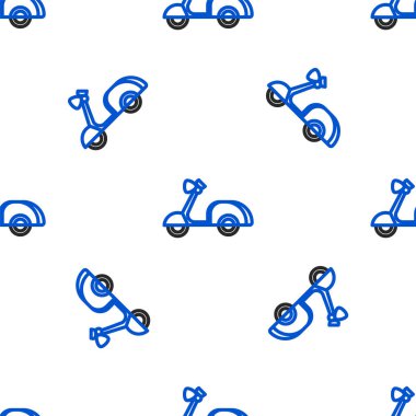 Çizgi Scooter simgesi beyaz arkaplanda izole edilmiş kusursuz desen. Renkli taslak konsepti. Vektör.