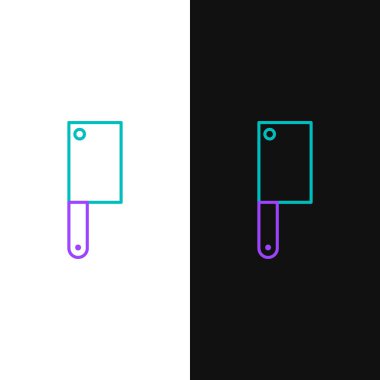 Line Meat helikopter simgesi beyaz ve siyah arkaplanda izole edildi. Et için mutfak bıçağı. Kasap bıçağı. Renkli taslak konsepti. Vektör.