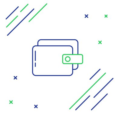 Çizgi Cüzdan simgesi beyaz arkaplanda izole edildi. Çanta ikonu. Nakit tasarruf sembolü. Renkli taslak konsepti. Vektör.