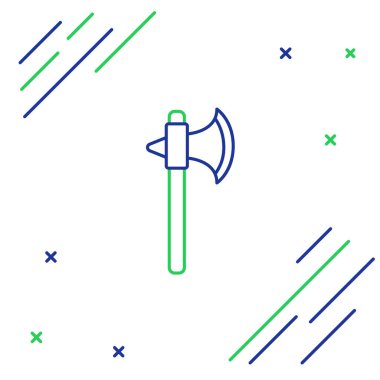 Beyaz arka planda izole edilmiş Ortaçağ balta simgesi. Savaş baltası, cellat baltası. Renkli taslak konsepti. Vektör.