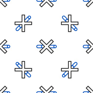 Sigara içilmeyen çizgi beyaz arkaplanda izole edilmiş kusursuz desen. Sigara sembolü. Renkli taslak konsepti. Vektör.