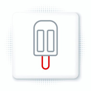 Beyaz arka planda izole edilmiş çizgi dondurma ikonu. Güzel sembol. Renkli taslak konsepti. Vektör.