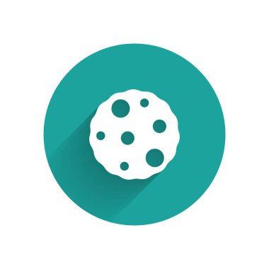 Beyaz Kurabiye ya da uzun gölgeli çikolata ikonlu bisküvi. Yeşil daire düğmesi. Vektör.