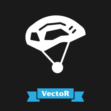 Siyah arkaplanda beyaz bisiklet başlığı simgesi var. Olağanüstü bir spor. Spor malzemeleri. Vektör.