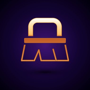 Temizlik simgesi için altın fırça siyah arkaplanda izole edildi. Vektör.