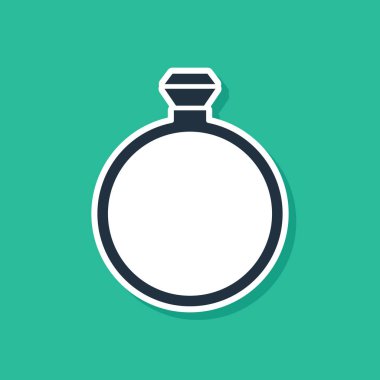 Mavi Elmas nişan yüzüğü ikonu yeşil arka planda izole edilmiş. Vektör.