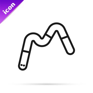 Siyah çizgi jöle solucanları beyaz arka planda izole edilmiş şeker ikonu. Vektör.