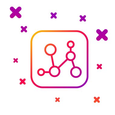 Renk çizgisi kimyasal formül simgesi beyaz arkaplanda izole edildi. Yenilikçi tıp, sağlık, araştırma ve bilim için soyut altıgen. Kademeli rastgele dinamik şekiller. Vektör.