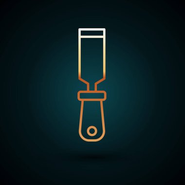 Altın çizgili Rasp metal dosya simgesi koyu mavi arkaplanda izole edildi. Ahşap ve metalle çalışmak için Rasp. Tezgah ve atölye için alet. Vektör.