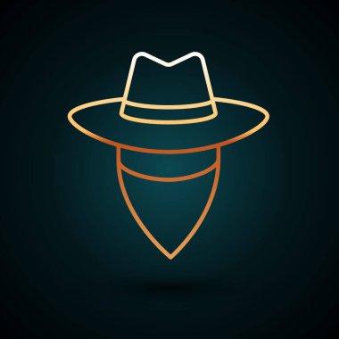 Altın çizgili Kovboy simgesi koyu mavi arka planda izole edildi. Vektör.