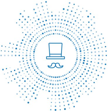 Mavi çizgi sihirbaz simgesi beyaz arkaplanda izole edildi. Soyut çember rastgele noktalar. Vektör.