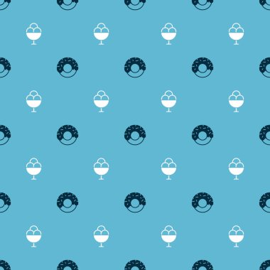 Donut ve dondurmayı kusursuz bir şekilde kaseye koy. Vektör.