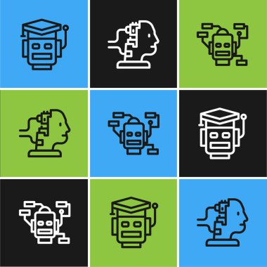 Çizgiyi ayarla Robot, ve bakım ikonu için. Vektör.