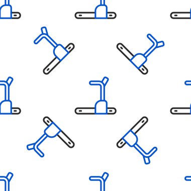 Çizgi Koşu bandı makine simgesi beyaz arkaplanda izole edilmiş kusursuz desen. Renkli taslak konsepti. Vektör.