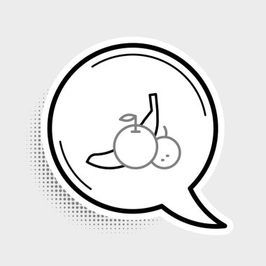 Gri arkaplanda çizgi meyvesi simgesi izole edildi. Renkli taslak konsepti. Vektör.