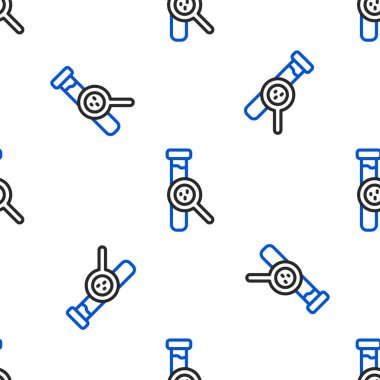 Çizgi Test tüpü ve matara kimyasal test ikonu beyaz arka planda izole edilmiş kusursuz desen. Laboratuvar cam levhası. Renkli taslak konsepti. Vektör.