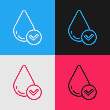 Pop Art Line Su Damlası simgesi renk arkaplanında izole edildi. Vektör.