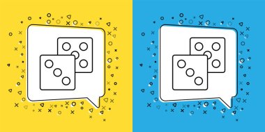 Satır Oyun zar simgesi sarı ve mavi arkaplanda izole. Kumarhane kumarı. Vektör.