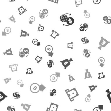 Para değişimi, ATM ve para birimi, sterlinli ve finansal büyüme bitcoin 'i kusursuz desenli. Vektör.